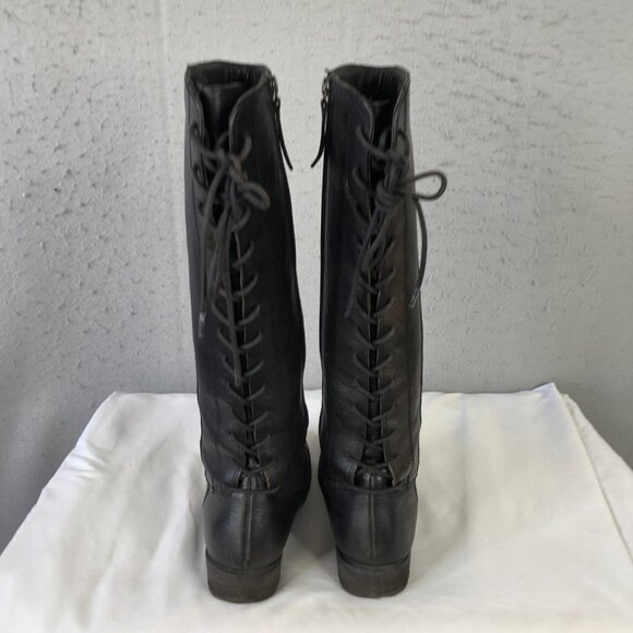 Sofft Boots Womens Size 7.5 Brown Knee High Leather Back Lace Zip Riding Tall - Picture 2 of 16